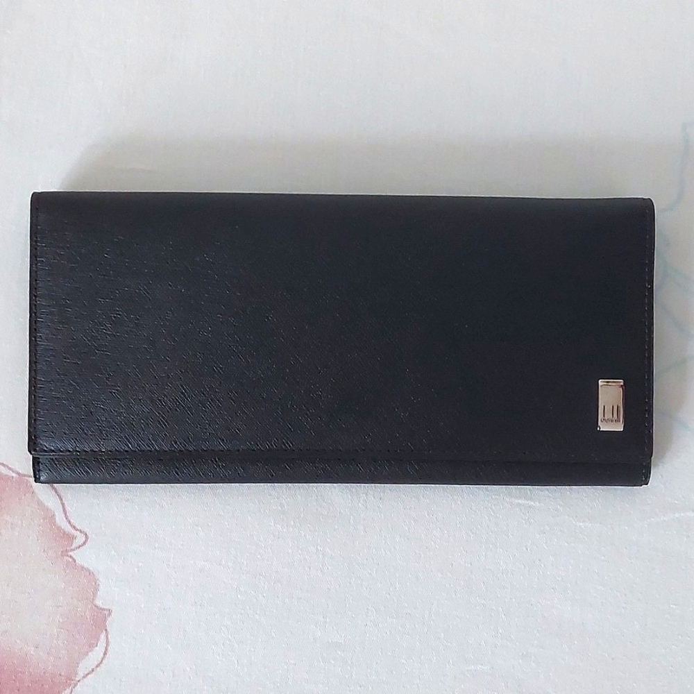 Dunhill black long leather wallet
